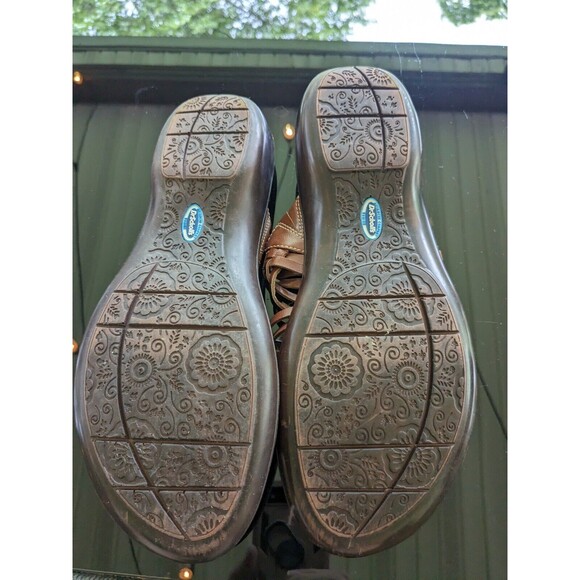 Dr Scholl's Sandals Women's sz 11 Brown Leather Woven Advanced Comfort Series - Picture 4 of 11